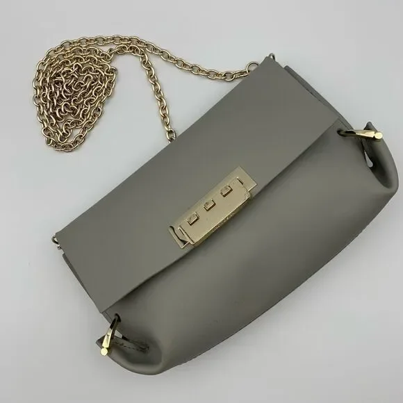 ZAC ZAC Posen Eartha Folded Gusset Chain Crossbody Bag in Gray - Picture 11 of 12